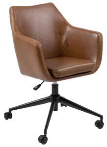 OTOČNÁ STOLIČKA, kožený vzhľad, hnedá, čierna Carryhome - Kancelárske stoličky