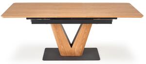 Rozkladací jedálenský stôl BERTON, 160-200x77x90, dub prírodný/čierna