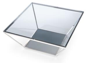 Konferenčný stolík FABIE, 100x45x100, dymové sklo/strieborná