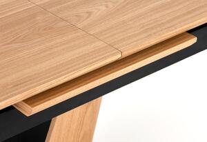 Rozkladací jedálenský stôl BERTON, 160-200x77x90, dub prírodný/čierna