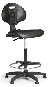 Pracovná stolička PUR bez podpierok rúk, permanentný kontakt, klzáky, sivá