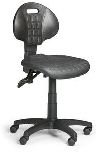 Pracovná stolička na kolieskach PUR, asynchrónna mechanika, pre mäkké podlahy