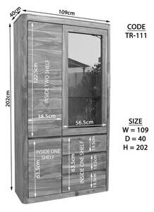MONTREAL Vitrína 202x109 cm, indický palisander