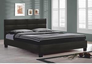 KONDELA Manželská posteľ s roštom, 160x200, čierna ekokoža, MIKEL