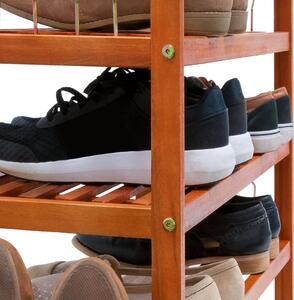 Regál na topánky z akáciového dreva, 75x26x82cm 5 políc