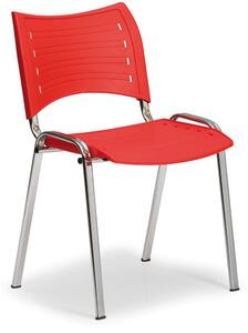 Plastová stolička SMART - chrómované nohy, červená