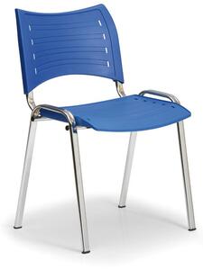 Plastová stolička SMART - chrómované nohy, modrá