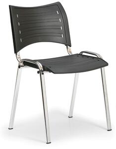 Plastová stolička SMART - chrómované nohy, čierna