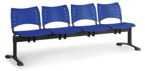 Plastová lavice do čakární VISIO, 4-sedadlo, modrá, čierne nohy