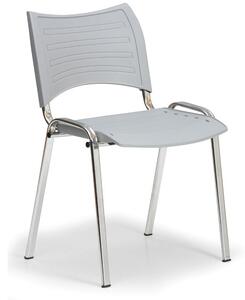 Plastová stolička SMART - chrómované nohy, sivá