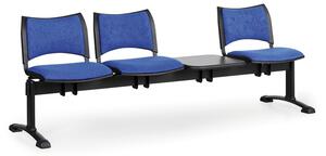 Čalúnená lavice do čakární SMART, 3-sedadlo + stolík, modrá, čierne nohy