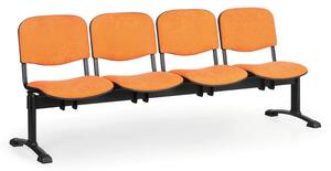 Čalúnená lavice do čakární VIVA, 4-sedadlo, oranžová, čierne nohy