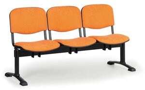 Čalúnená lavice do čakární VIVA, 3-sedadlo, oranžová, čierne nohy