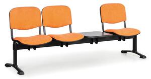 Čalúnená lavice do čakární VIVA, 3-sedadlo + stolík, oranžová, čierne nohy