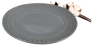 Keramický tanier so vzorovaným okrajom 27,5 x 4cm šedý