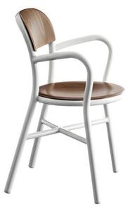 MAGIS - Stolička PIPE s dreveným sedadlom a operadlami - biela