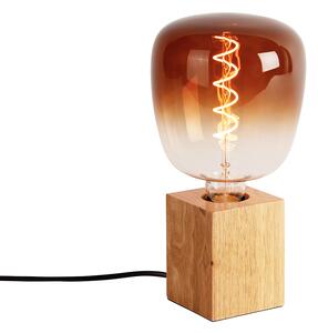 Vidiecka stolová lampa z prírodného dreva vrátane LED G140 - Bloc