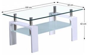 TEMPO Konferenčný stolík, biela extra vysoký lesk HG/sklo, LIBOR NEW