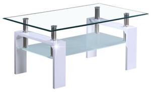 Konferenčný stolík, biela extra vysoký lesk HG/sklo, LIBOR NEW