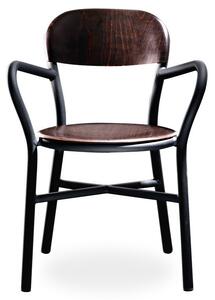 MAGIS - Stolička PIPE s dreveným sedadlom a operadlami - čierna