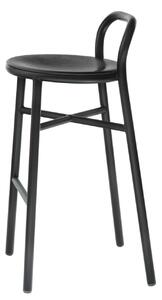 MAGIS - Barová stolička PIPE s tmavým dreveným sedadlom vysoká - čierna