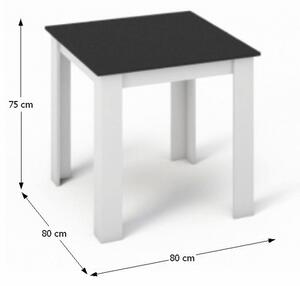 Tempo Kondela Jedálenský stôl, biela/čierna, 80x80, KRAZ