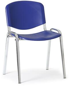 Plastová stolička ISO, modrá - konštrukcia chrómovaná
