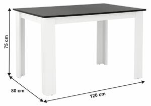TEMPO Jedálenský stôl, biela / čierna, 120x80 cm, KRAZ