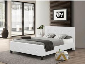Manželská posteľ s roštom, ekokoža biela, 160x200, CARISA