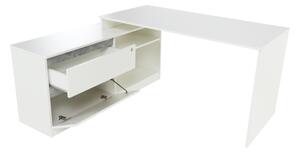 Tempo Kondela Rohový PC stôl, biela/betón, BENTOS