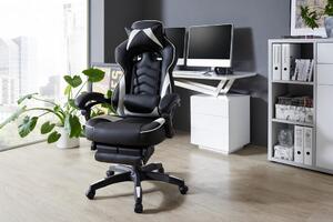 HERNÁ STOLIČKA, kožený vzhľad, čierna, biela Livetastic - Kancelárske stoličky, Online Only