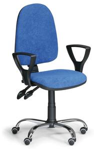 Kancelárska stolička TORINO s podpierkami rúk, asynchronní mechanika, modrá