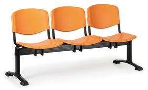 EUROSEAT Plastová lavice do čakární ISO, 3-sedadlo, oranžová, čierne nohy