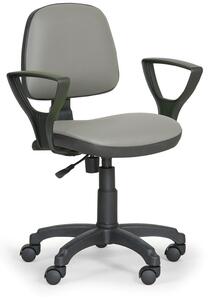 Pracovná stolička na kolieskach MILANO s podpierkami rúk, permanentný kontakt, pre mäkké podlahy, hnedá