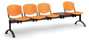 EUROSEAT Plastová lavice do čakární ISO, 4-sedadlo + stolík, čierna, čierne nohy