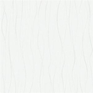 Vliesové tapety na stenu Ivy 82318, vlnovky metalicky biele na bielom podklade, rozmer 10,05 m x 0,53 m, NOVAMUR 6813-10