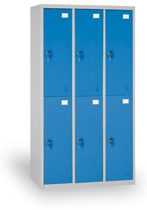 Šatníková skrinka s úložnými boxami, 6 boxov, 1820 x 900 x 500 mm, cylindrický zámok, modré dvere