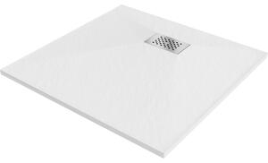 Mexen Hugo štvorcová sprchová vanička SMC 70 x 70 cm, biela, pokrievka inox - 42107070-X