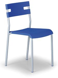 Rokovací stôl SQUARE 1600 x 800 mm, breza + 4x plastová stolička LINDY, modrá