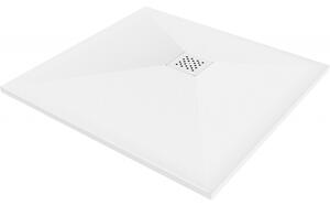 Mexen Stone+ štvorcový kompozitný žľab 90 x 90 cm, biely, biela krytka - 44109090-W