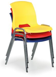 Plastová jedálenská stolička s kovovou konštrukciou CLEO, modrá