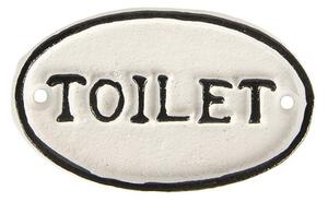 Bielo-čierna antik liatinová ceduľka Toilet - 10*1*6 cm - Clayre & Eef