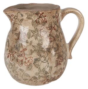 Béžový antik keramický džbán s kvetmi Margaus M - 16*13*16 cm - Clayre & Eef