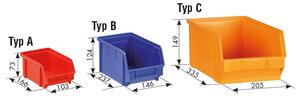 Skriňa s plastovými boxami BASIC - 1800 x 400 x 920 mm, 64xA/24xB, sivá/modré dvere