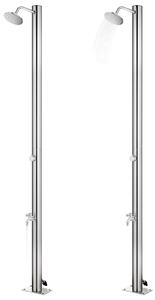 Záhradná sprcha so sivým podstavcom 220 cm nehrdzavejúca oceľ