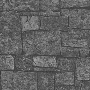 Vliesové tapety na stenu IMPOL 31994-2 Wood and Stone 2, kamenný obklad sivo-čierny, rozmer 10,05 m x 0,53 m, A.S.Création