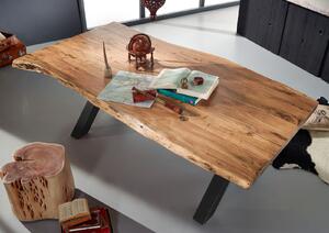 DARKNESS Jedálenský stôl 200x110 cm - čierne nohy, prírodná, akácia