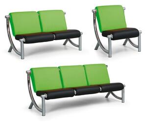 Kožená sedacia súprava JAZZY II, trojmiestna, zelená/čierna