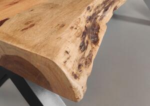 DARKNESS Jedálenský stôl 200x110 cm - čierne nohy, prírodná, akácia