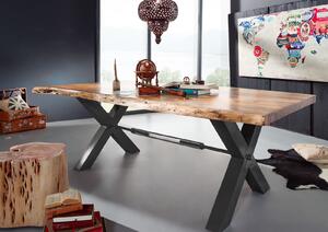 DARKNESS Jedálenský stôl 260x110 cm - čierne nohy, prírodná, akácia